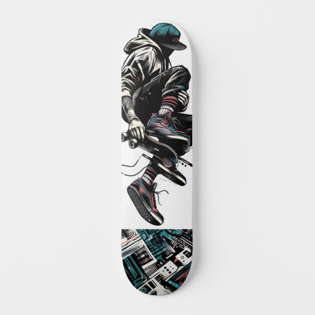 Retro-Futuristic Tech Street Art Skateboard 23 (Recto)