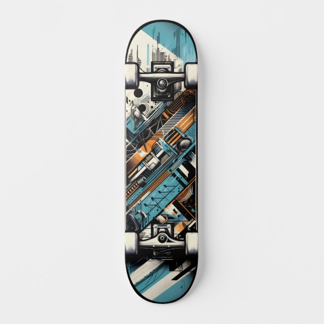Retro-Futuristic Tech Street Art Skateboard 3 (Recto)