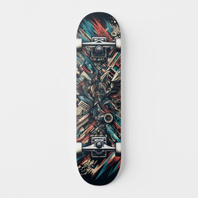 Retro-Futuristic Tech Street Art Skateboard 32 (Recto)