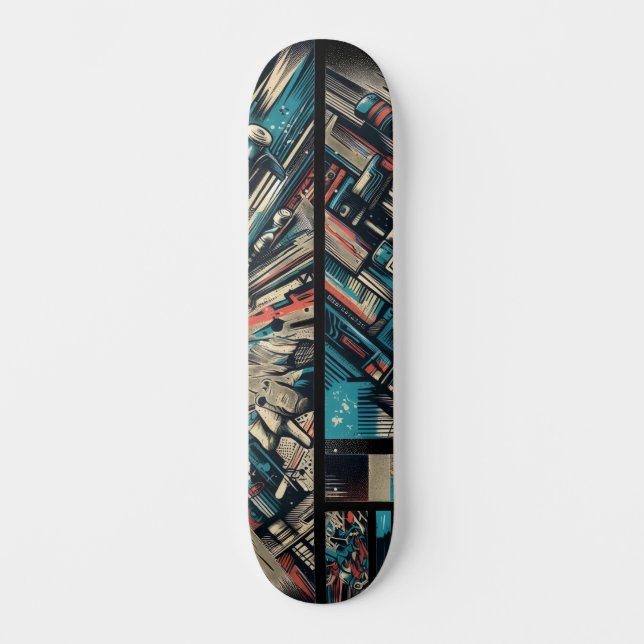 Retro-Futuristic Tech Street Art Skateboard 33 (Recto)