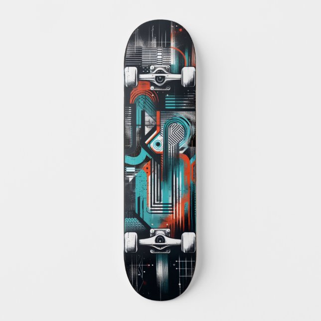 Retro-Futuristic Tech Street Art Skateboard 36 (Recto)