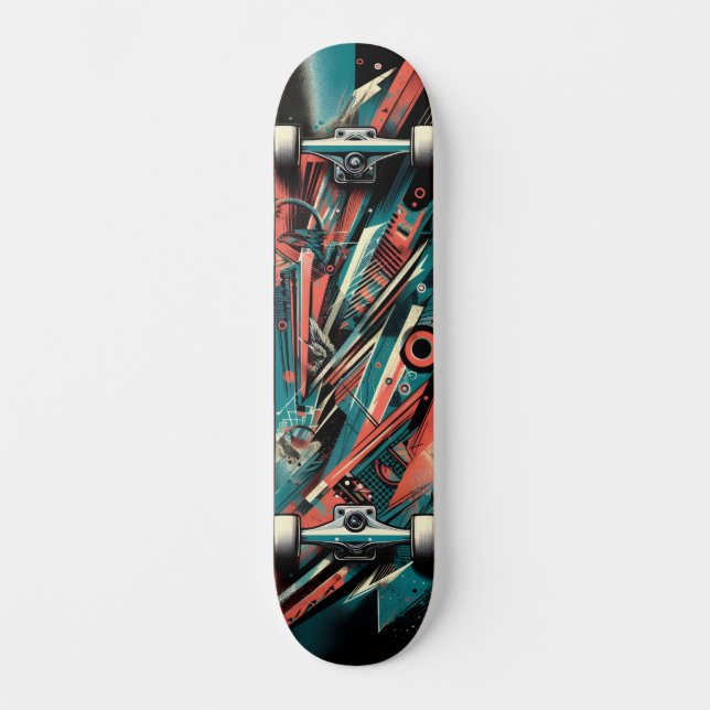 Retro-Futuristic Tech Street Art Skateboard 37 (Recto)