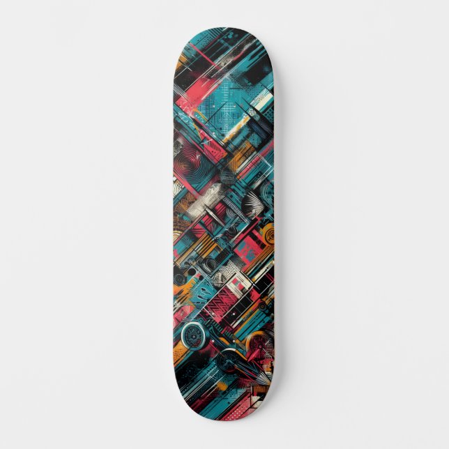 Retro-Futuristic Tech Street Art Skateboard 39 (Recto)