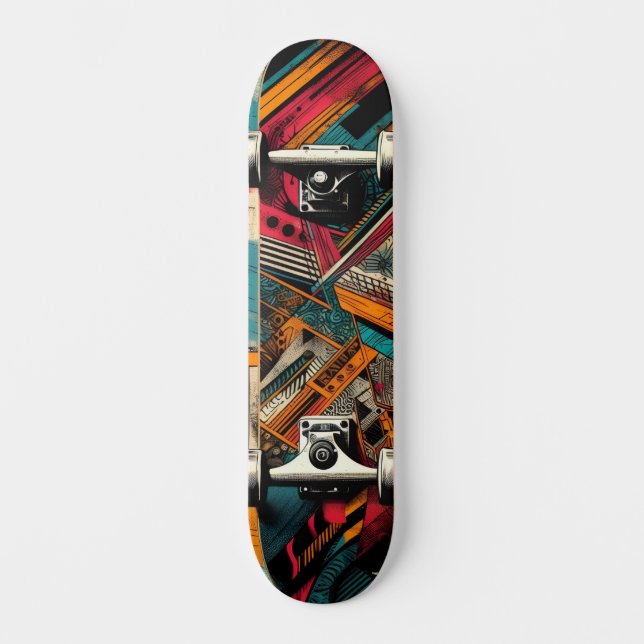 Retro-Futuristic Tech Street Art Skateboard 40 (Recto)