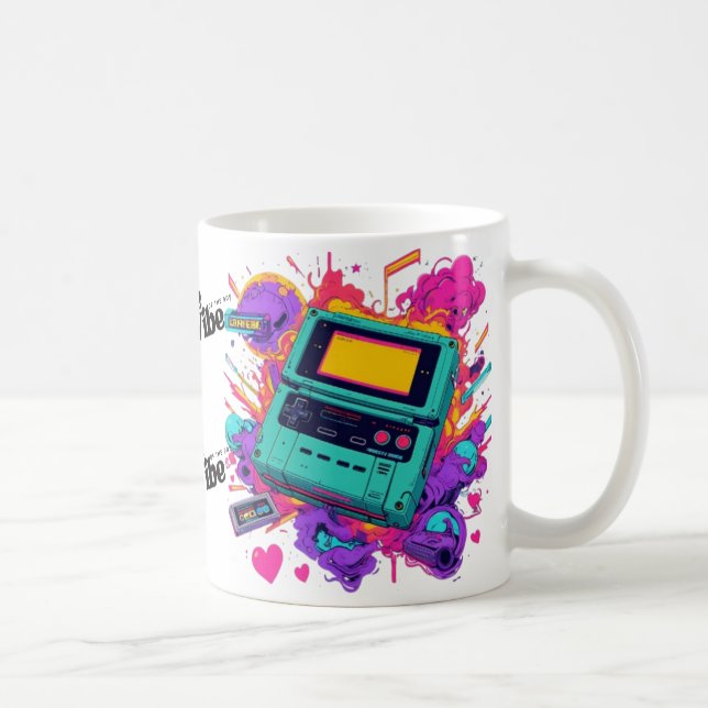 Retro Gamer Mug - 90s Neon Arcade Coffee Cup (Droite)