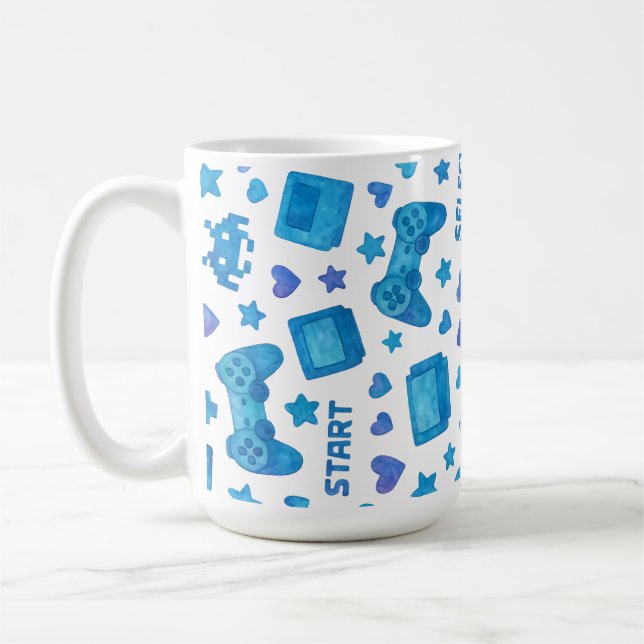 Retro Gamer Mug - Contrôleur de jeu vidéo bleu (Gauche)