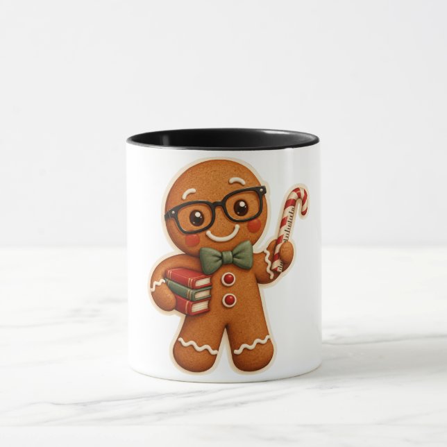Retro Gingerbread Teacher Christmas Custom Mug (Centre)