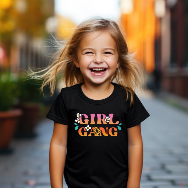 Rétro "Girl Gang" Girl Girls Basic T-Shirt (Créateur téléchargé)