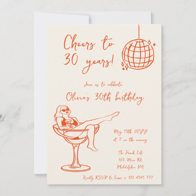 Retro Girl in Marg Anniversaire invitation (Devant)