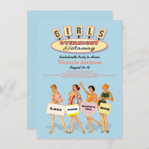 Retro Girls Invitations de escapade de nuit