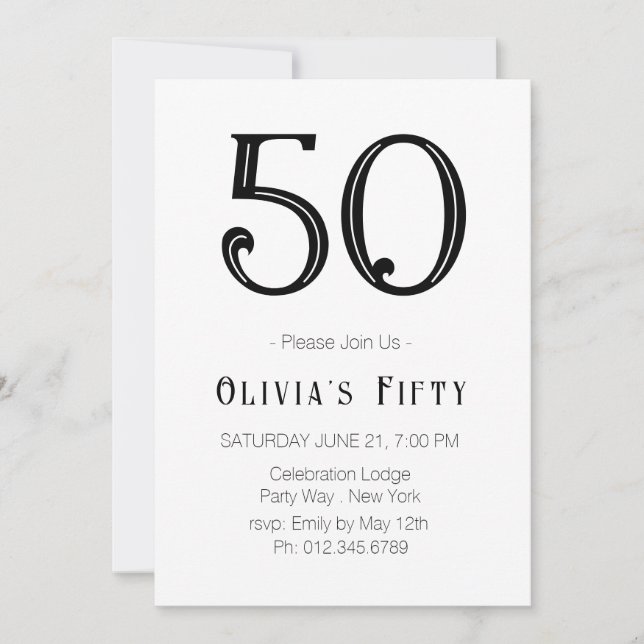Retro Glam 50th Birthday Party Invitation (Devant)