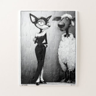Retro Glam Chat et Sheep Jigsaw Puzzle