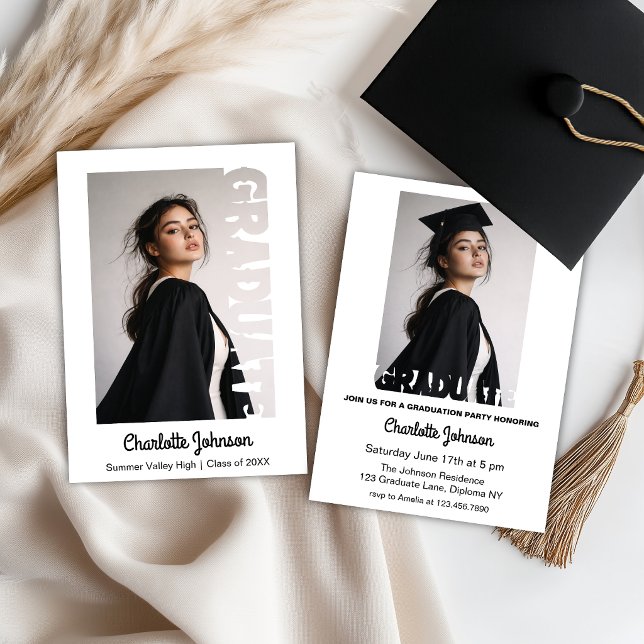 Retro Grad Typography Invitation Announcement Card (Créateur téléchargé)