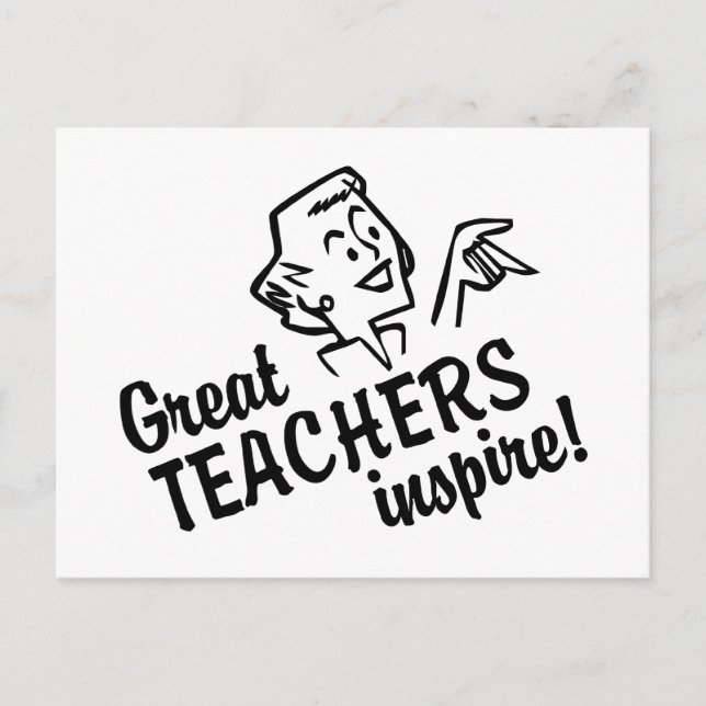 Retro Great Teachers Inspirer carte postale (Devant)