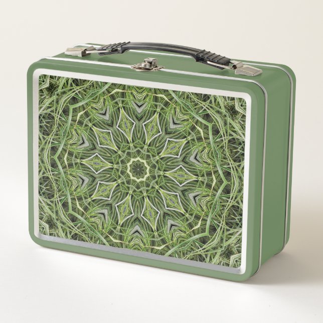 Retro Green Mandala Lunch Box (Devant)