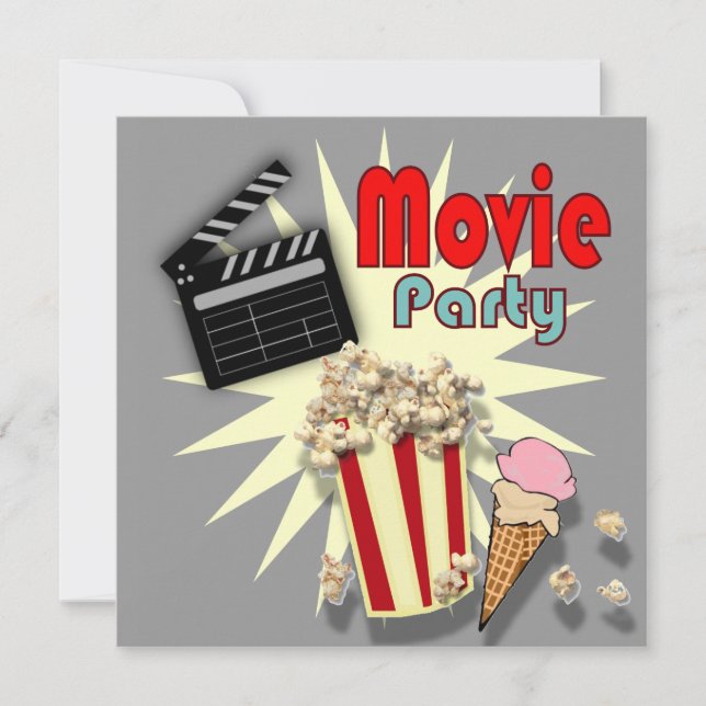 Retro Grey Boys Movie Anniversaire Fête Invitation (Devant)