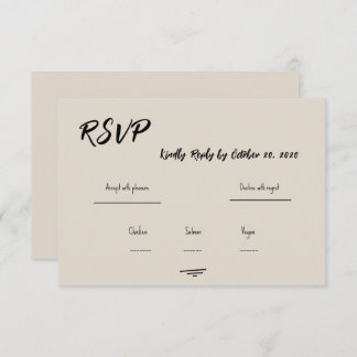 Retro Grey Hand Written Scribble Wedding RSVP 