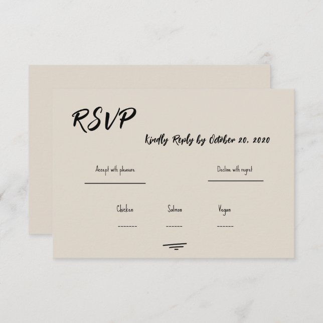 Retro Grey Hand Written Scribble Wedding RSVP  (Devant / Derrière)
