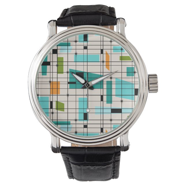 Retro Grid & Starbursts Montre Homme (devant)