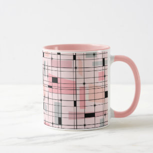 Rétro grille rose et tasse de café de Starbursts