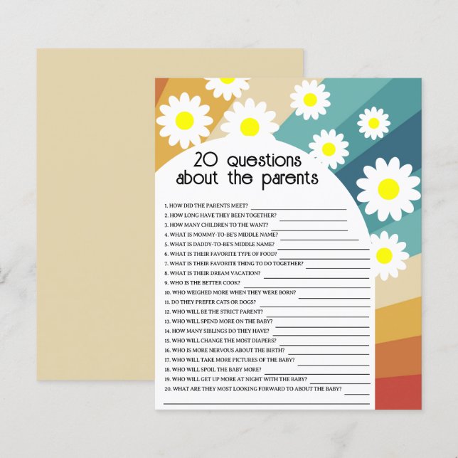 Retro Groovy - 20 Questions sur les Parents (Devant / Derrière)