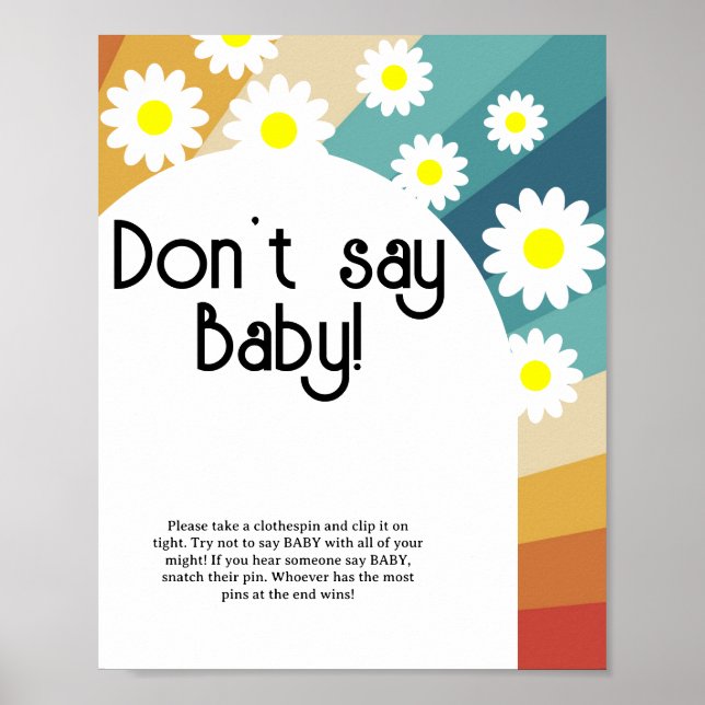 Rétro Groovy - N'utilisez pas le mot bébé Poster (Devant)