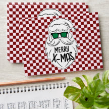 Retro Groovy Red Checkered Santa Claus Christmas