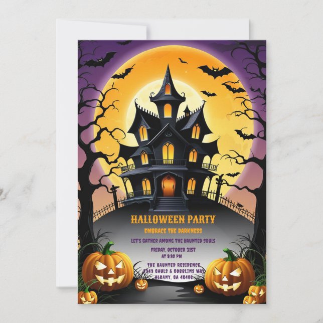 Retro Halloween Invitation Jour d'Hauning Spirits (Devant)
