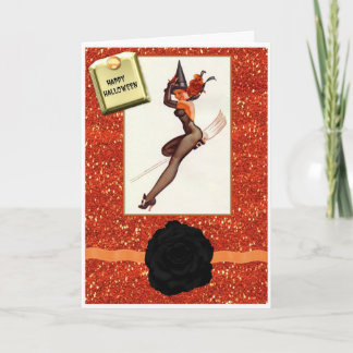 RETRO HALLOWEEN PIN UP CARTE FILLE