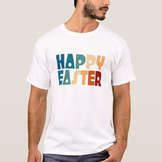 Retro Happy Pâques Typographie | T-shirt (Devant)