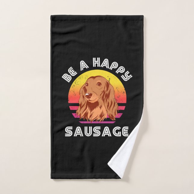 Retro Happy Sauser Chien (Serviette à main)