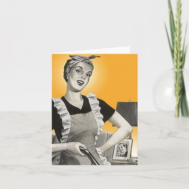 Retro Happy Suburban Homemaker Home Blank Cartes (Devant)
