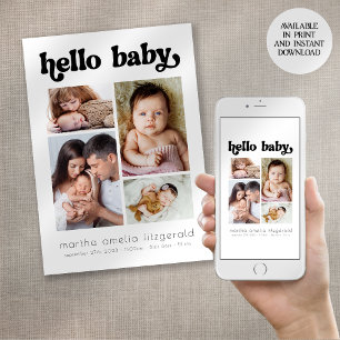 Retro Hello Baby Faire-part de naissance
