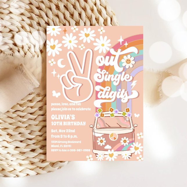 Retro Hippie Birthday Invitation (Créateur téléchargé)