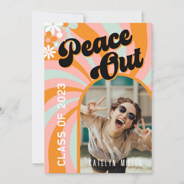 Retro Hippie Photo Graduation Invitation (Devant)