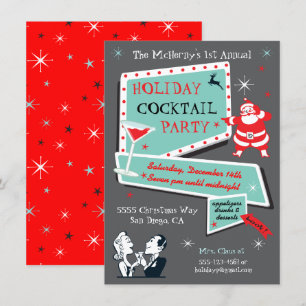 Retro Holiday Cocktail party Invitations