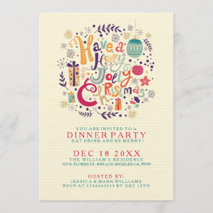 Retro Holly Jolly Colorful Diner Invitation de Noë