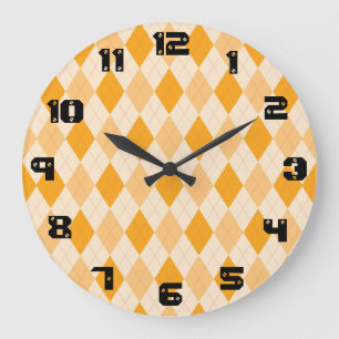 Rétro horloge murale à motifs de losanges jaune 