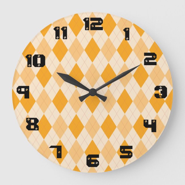 Rétro horloge murale à motifs de losanges jaune de (Recto)