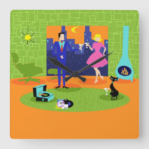 Rétro horloge murale romantique de couples de