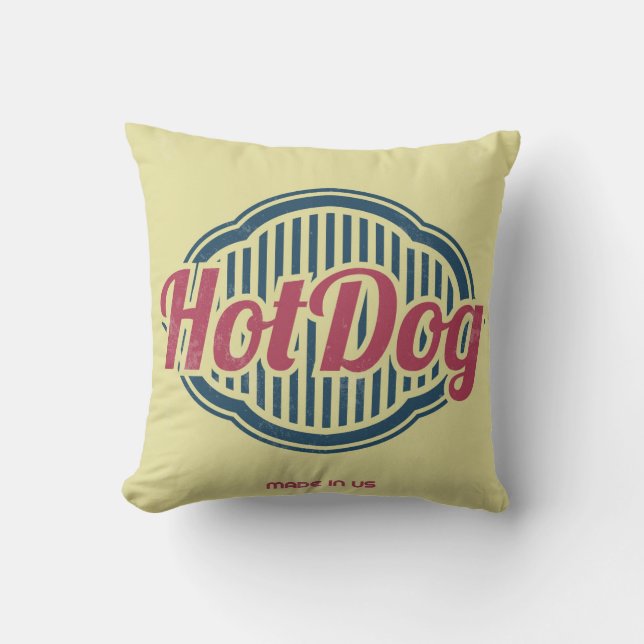 Retro Hot Dog Étiquette Designer Accent Coussins (Recto)