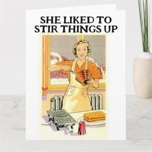 RETRO HOUSEWIFE STIR THINES UP CARTES D'ANNIVERSAI