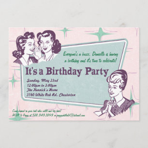 Rétro invitation d'anniversaire de coiffure de