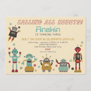 Invitations Robot Anniversaires Zazzle Fr