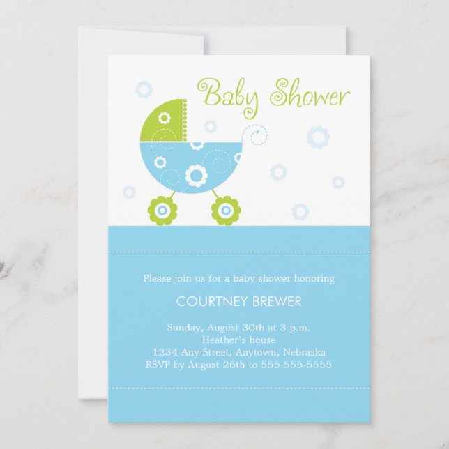 Rétro invitation de baby shower de boguet de bébé (Devant)