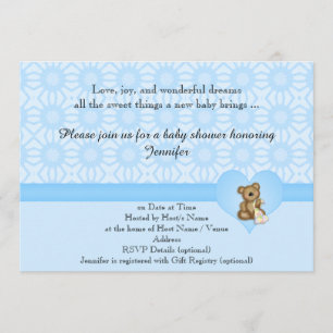 Rétro invitation de baby shower de fleurs d'ours