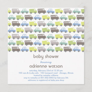 Rétro invitation de baby shower de transport de