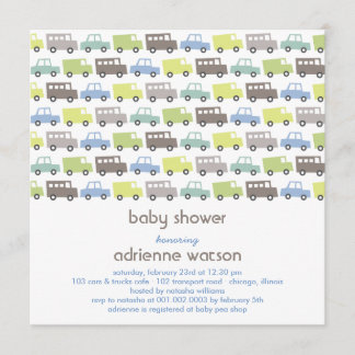 Rétro invitation de baby shower de transport de