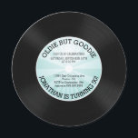 Rétro invitation de fête d'anniversaire de disque<br><div class="desc">L'invitation vintage de fête d'anniversaire de disque vinyle comportant un rétro ensemble bleu de motif de rayure de starburst sur un cercle rond mignon a découpé l'invitation avec des matrices d'anniversaire. Perfectionnez pour n'importe quel anniversaire adulte d'âge, la 30ème fête d'anniversaire, la quarantième fête d'anniversaire, la cinquantième fête d'anniversaire, la...</div>