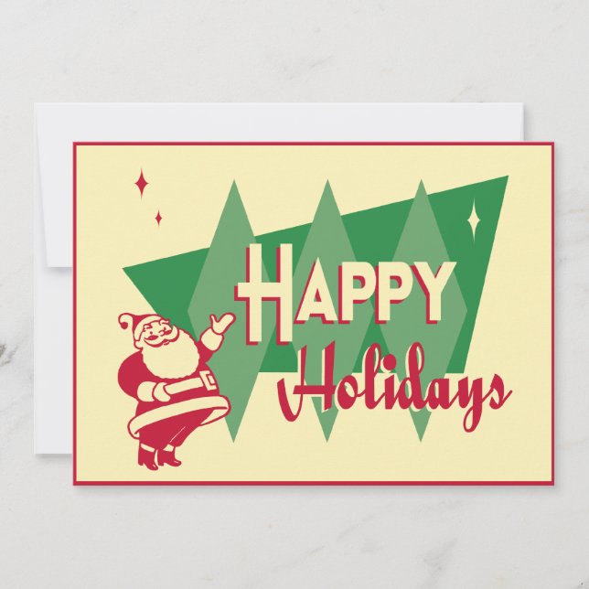 Rétro invitation de fête de Noël de Père Noël (Devant)
